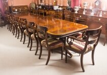 Vintage 14 ft Three Pillar Mahogany Dining Table and 16 Chairs 20th C